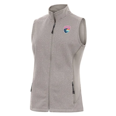 Women's Antigua Oatmeal San Diego Wave FC Course Full-Zip Vest