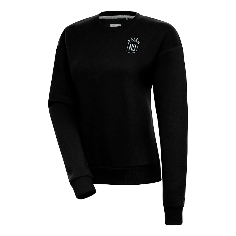 Women's Antigua Black NJ/NY Gotham FC Victory Crewneck Pullover Sweatshirt