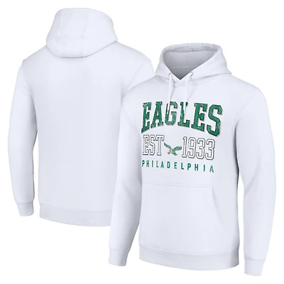 Unisex Starter White Philadelphia Eagles Throwback Logo Pullover Hoodie