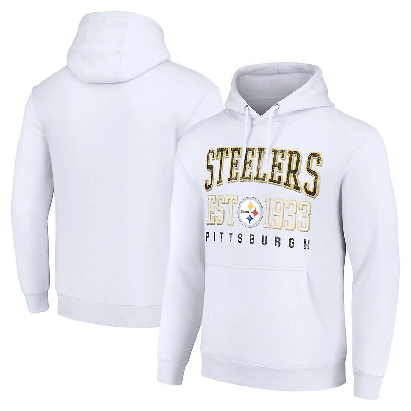 Unisex Starter White Pittsburgh Steelers Throwback Logo Pullover Hoodie