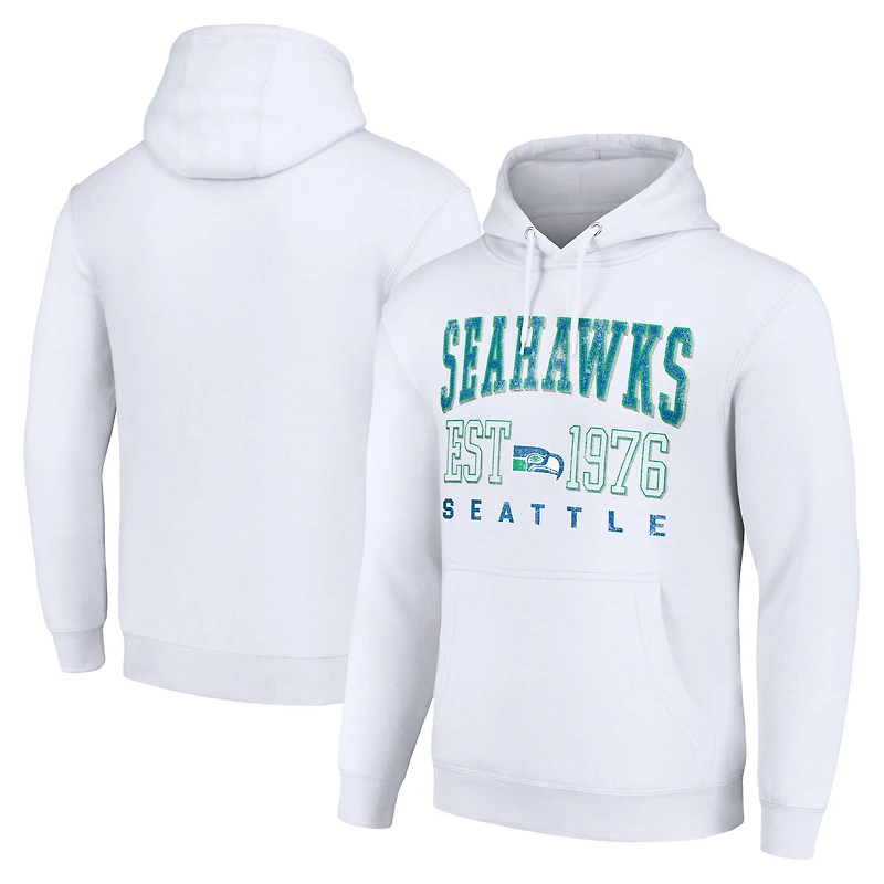 Unisex Starter White Seattle Seahawks Throwback Logo Pullover Hoodie