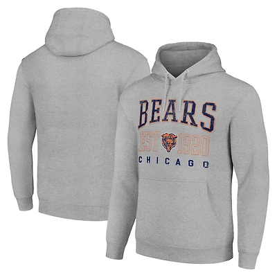 Unisex Starter Heather Gray Chicago Bears Throwback Logo Pullover Hoodie