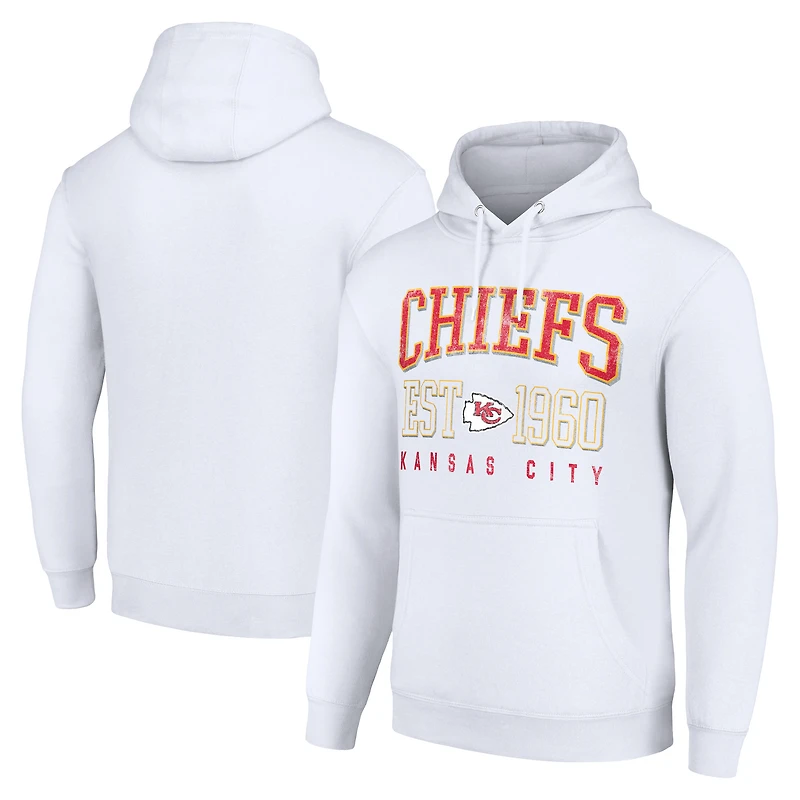 Unisex Starter White Kansas City Chiefs Throwback Logo Pullover Hoodie