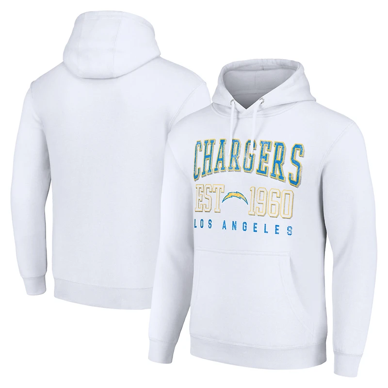 Unisex Starter White Los Angeles Chargers Throwback Logo Pullover Hoodie