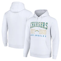 Unisex Starter White Los Angeles Chargers Throwback Logo Pullover Hoodie