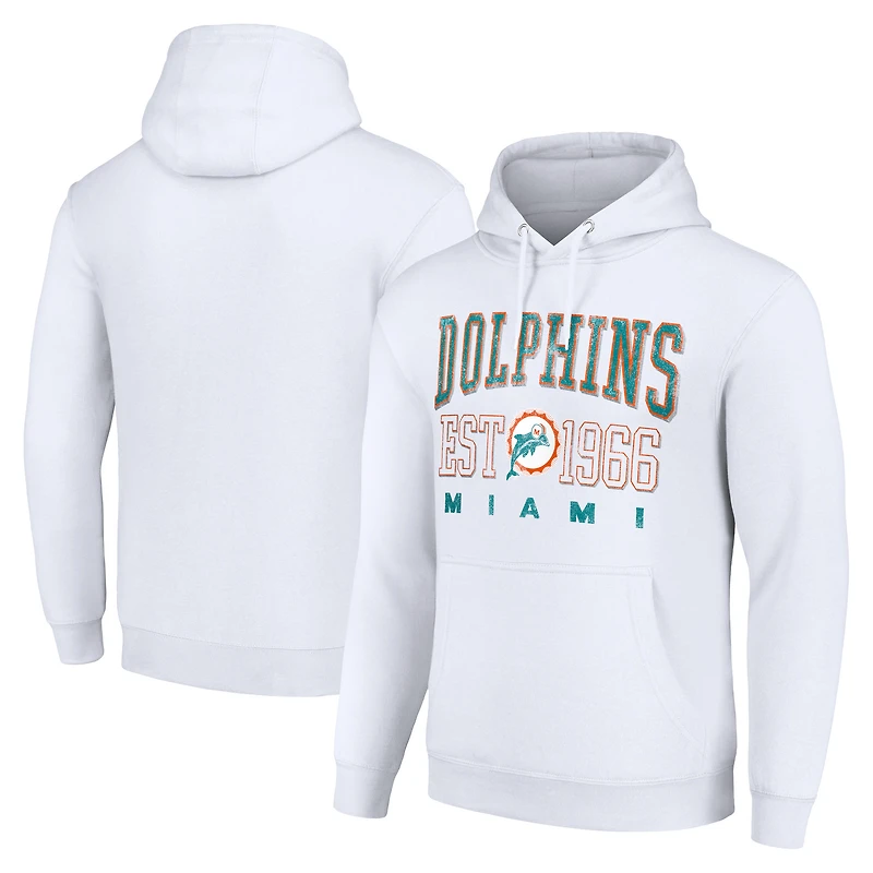 Unisex Starter White Miami Dolphins Throwback Logo Pullover Hoodie