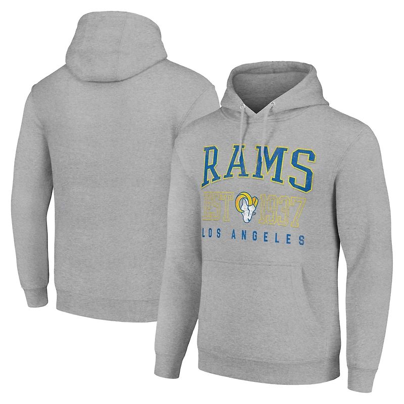 Unisex Starter Heather Gray Los Angeles Rams Throwback Logo Pullover Hoodie