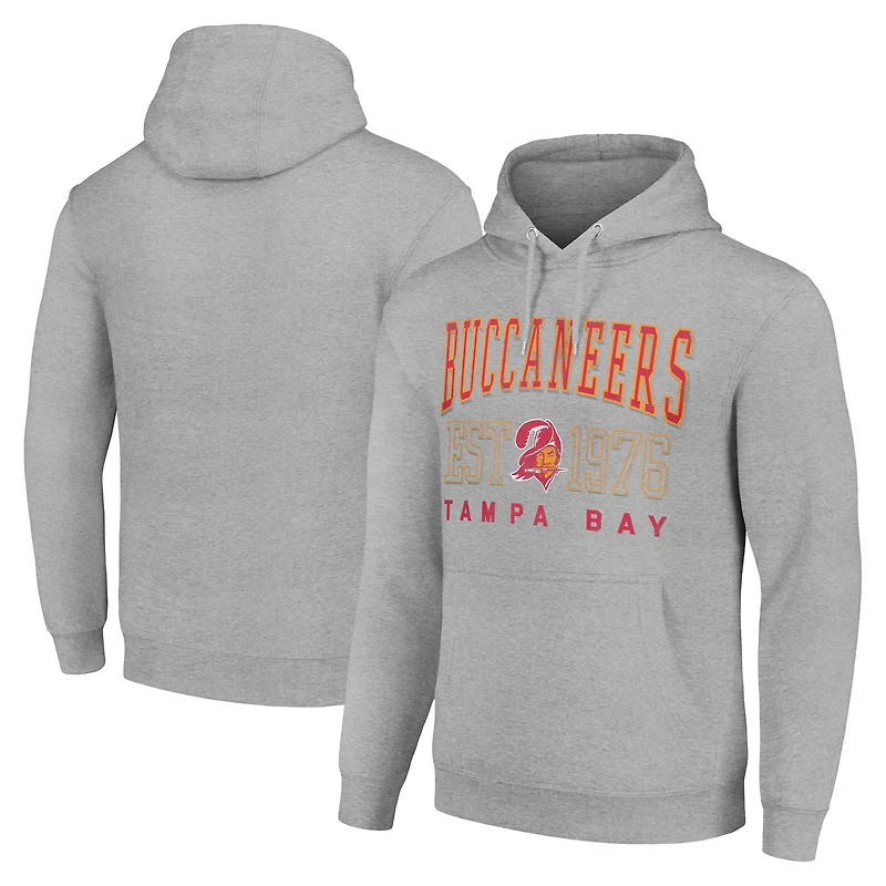 Unisex Starter Heather Gray Tampa Bay Buccaneers Throwback Logo Pullover Hoodie