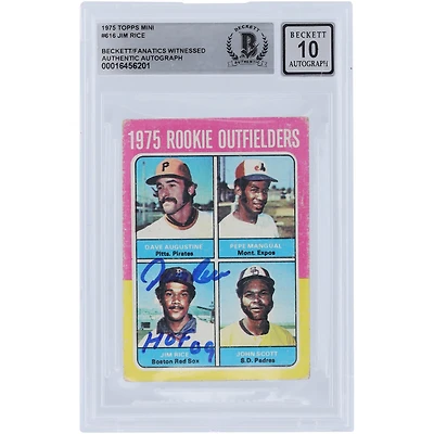 Jim Rice Boston Red Sox Autographed 1975 Topps #616 Beckett Fanatics Witnessed Authenticated 10 Rookie Card with "HOF 09" Inscription