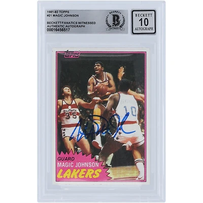 Magic Johnson Los Angeles Lakers Autographed 1981-82 Topps #21 Beckett Fanatics Witnessed Authenticated 10 Card