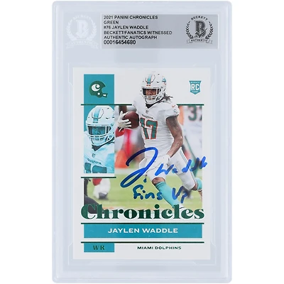 Jaylen Waddle Miami Dolphins Autographed 2021 Panini Chronicles #76 Beckett Fanatics Witnessed Authenticated Rookie Card with "Fins Up" Inscription