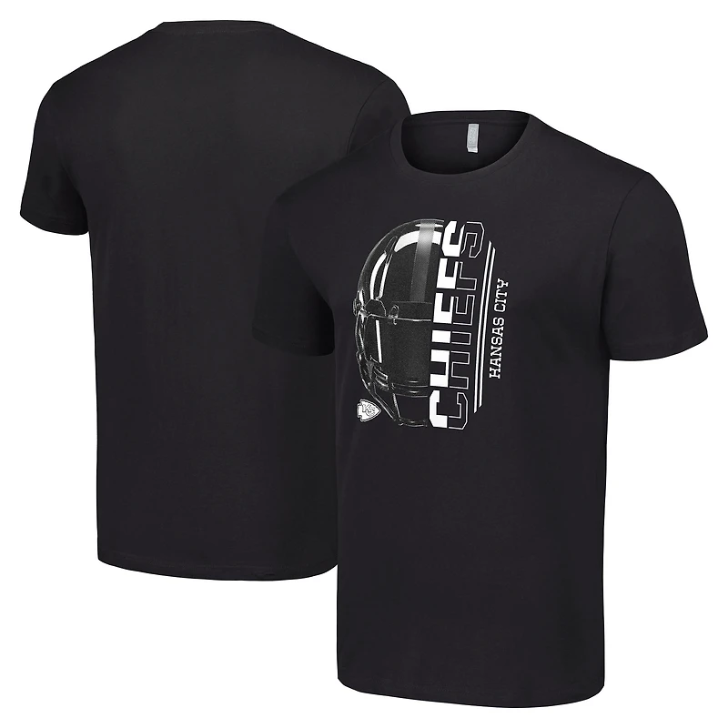 Men's Starter Black Kansas City Chiefs Half Helmet Logo T-Shirt