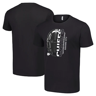 Men's Starter Black Kansas City Chiefs Half Helmet Logo T-Shirt