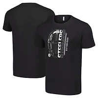 Men's Starter Black Pittsburgh Steelers Half Helmet Logo T-Shirt