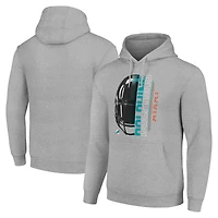 Unisex Starter Heather Gray Miami Dolphins Half Helmet Logo Pullover Hoodie