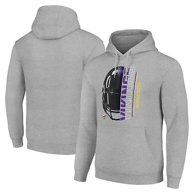Unisex Starter Heather Gray Minnesota Vikings Half Helmet Logo Pullover Hoodie