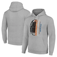 Unisex Starter Heather Gray Denver Broncos Half Helmet Logo Pullover Hoodie
