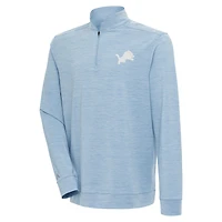 Men's Antigua Light Blue Detroit Lions Bright Quarter-Zip Pullover Top