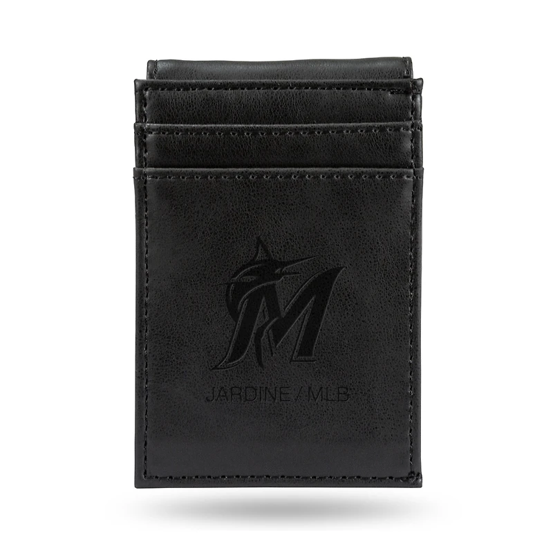 Black Miami Marlins Front Pocket Wallet