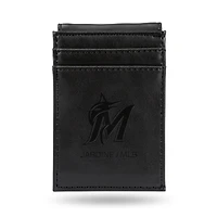 Black Miami Marlins Front Pocket Wallet