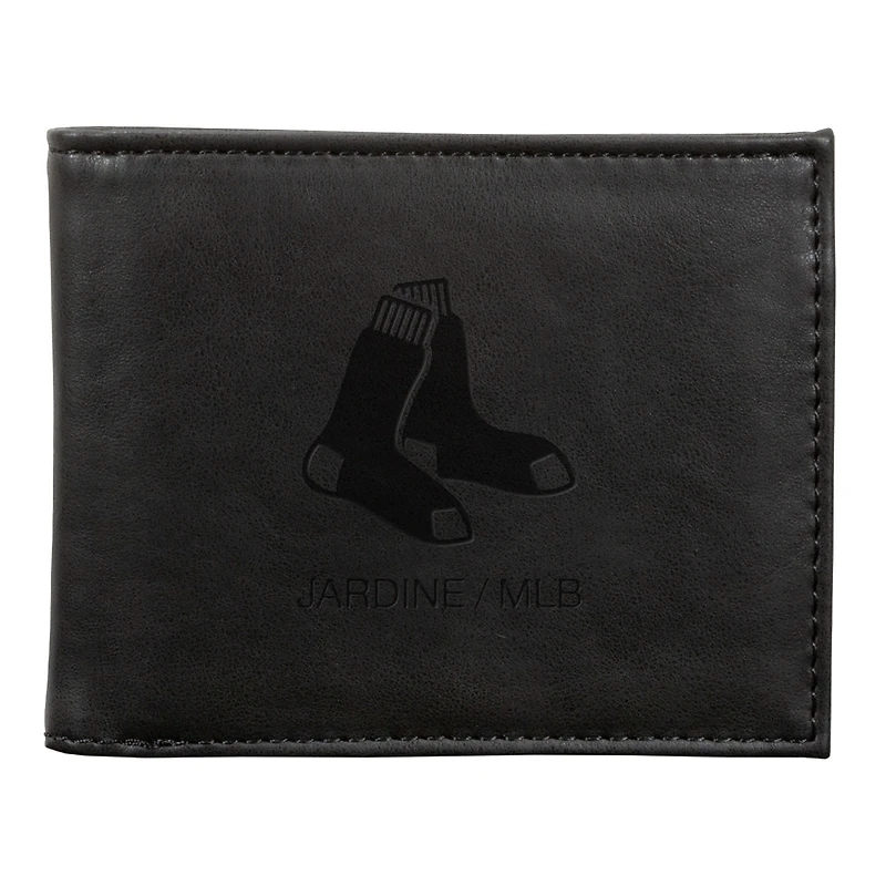 Black Boston Red Sox Laser-Engraved Billfold Wallet