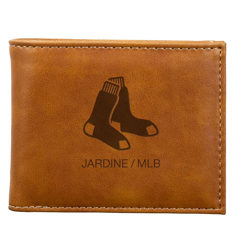 Brown Boston Red Sox Laser-Engraved Billfold Wallet