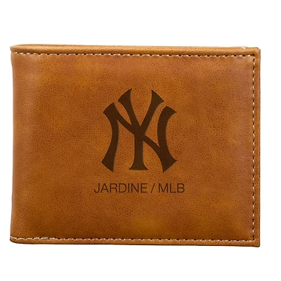 Brown New York Yankees Laser-Engraved Billfold Wallet