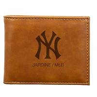 Brown New York Yankees Laser-Engraved Billfold Wallet