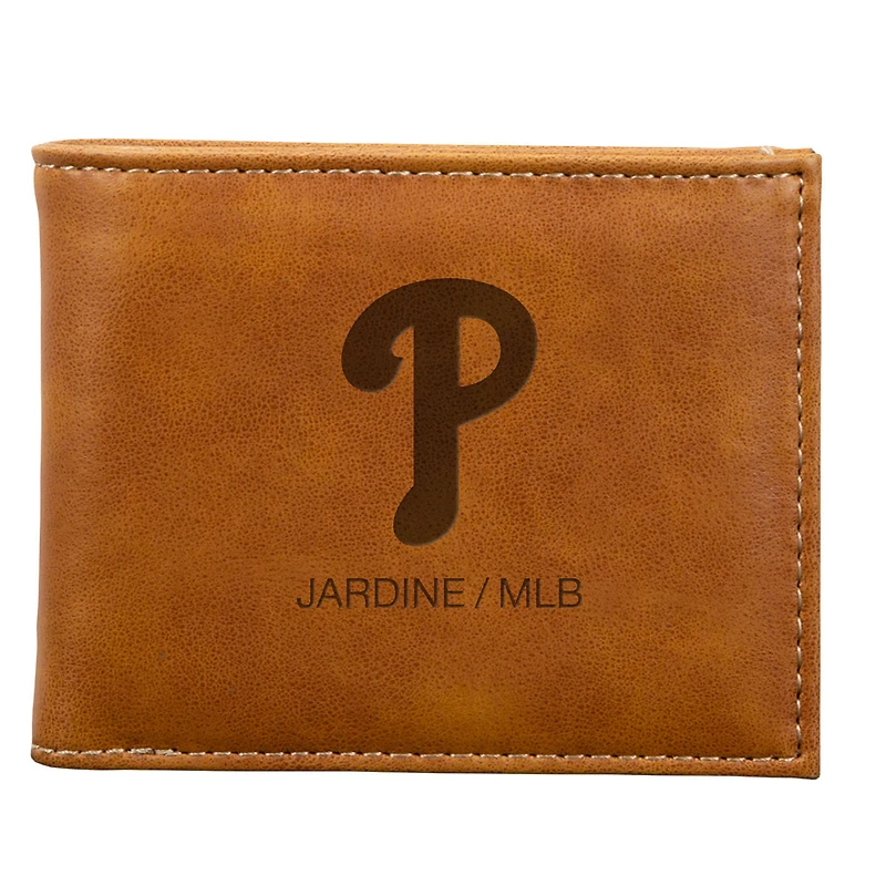 Brown Philadelphia Phillies Laser-Engraved Billfold Wallet