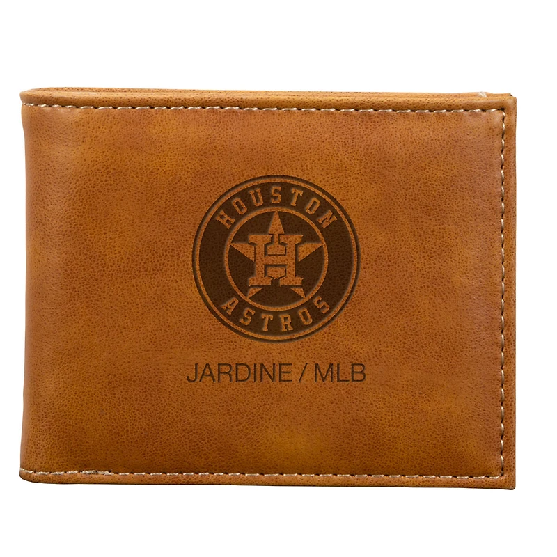 Brown Houston Astros Laser-Engraved Billfold Wallet