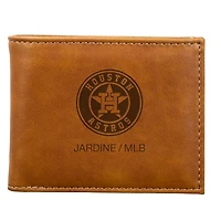 Brown Houston Astros Laser-Engraved Billfold Wallet