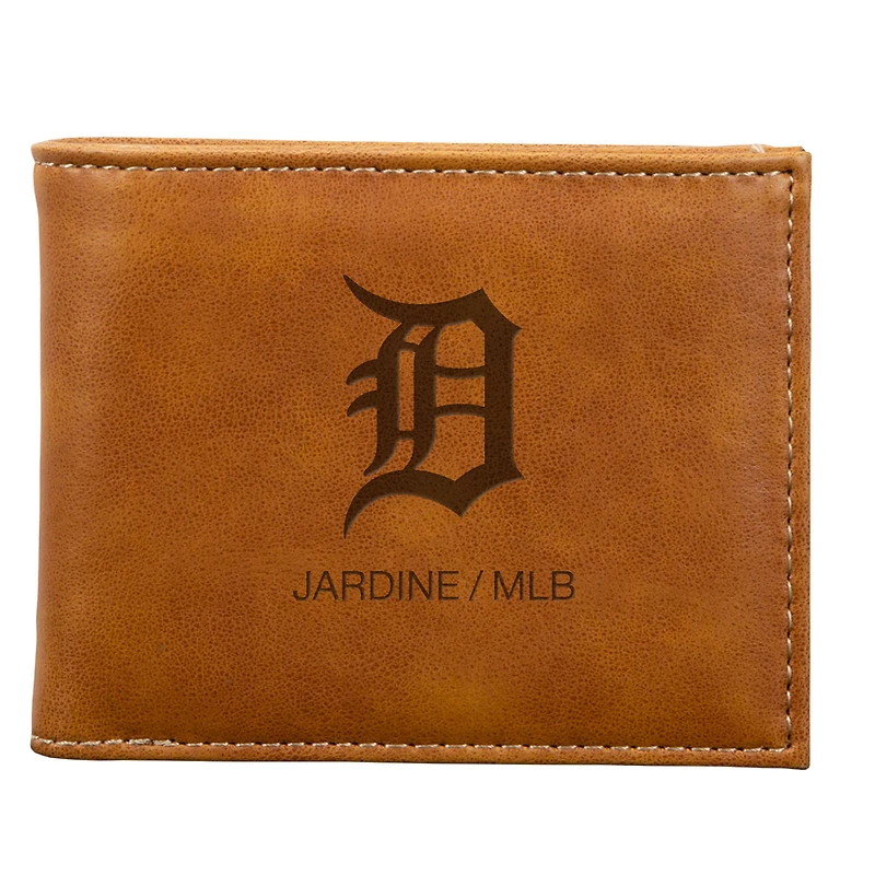 Brown Detroit Tigers Laser-Engraved Billfold Wallet