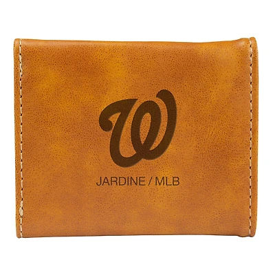 Brown Washington Nationals Laser-Engraved Trifold Wallet