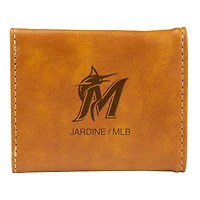 Brown Miami Marlins Laser-Engraved Trifold Wallet