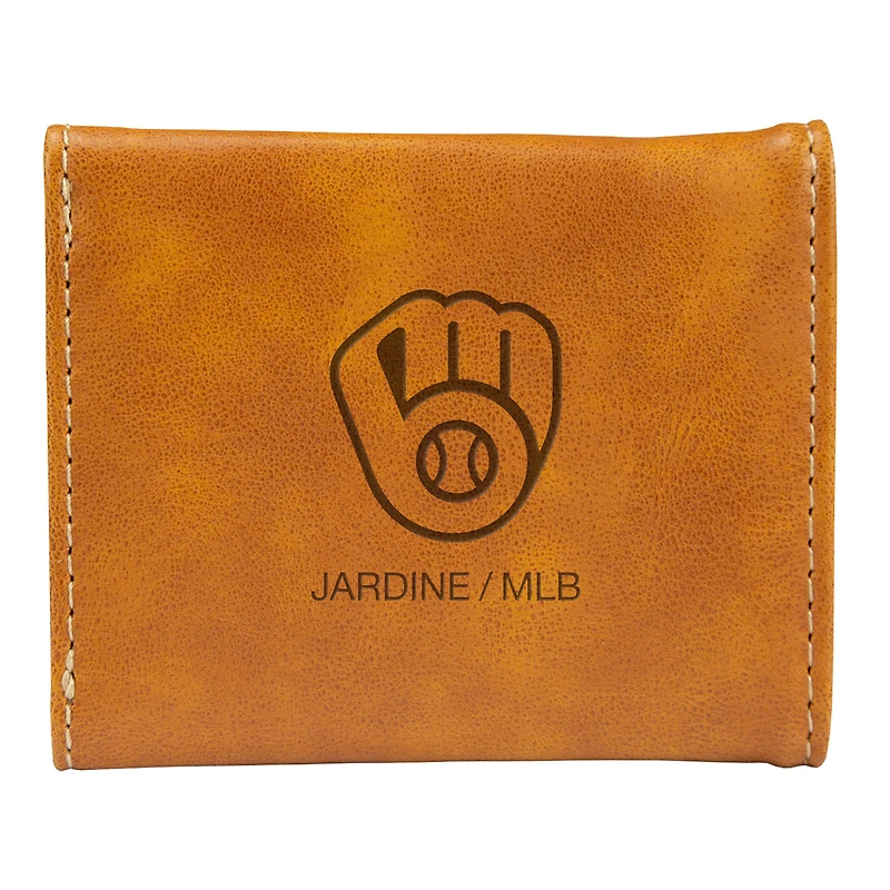 Brown Milwaukee Brewers Laser-Engraved Trifold Wallet