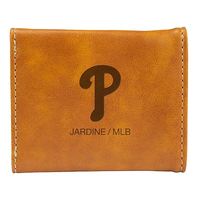 Brown Philadelphia Phillies Laser-Engraved Trifold Wallet