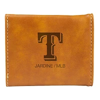 Brown Texas Rangers Laser-Engraved Trifold Wallet