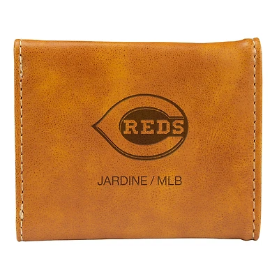 Brown Cincinnati Reds Laser-Engraved Trifold Wallet
