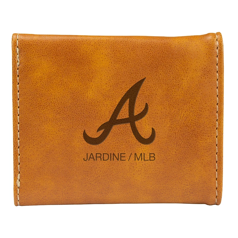 Brown Atlanta Braves Laser-Engraved Trifold Wallet