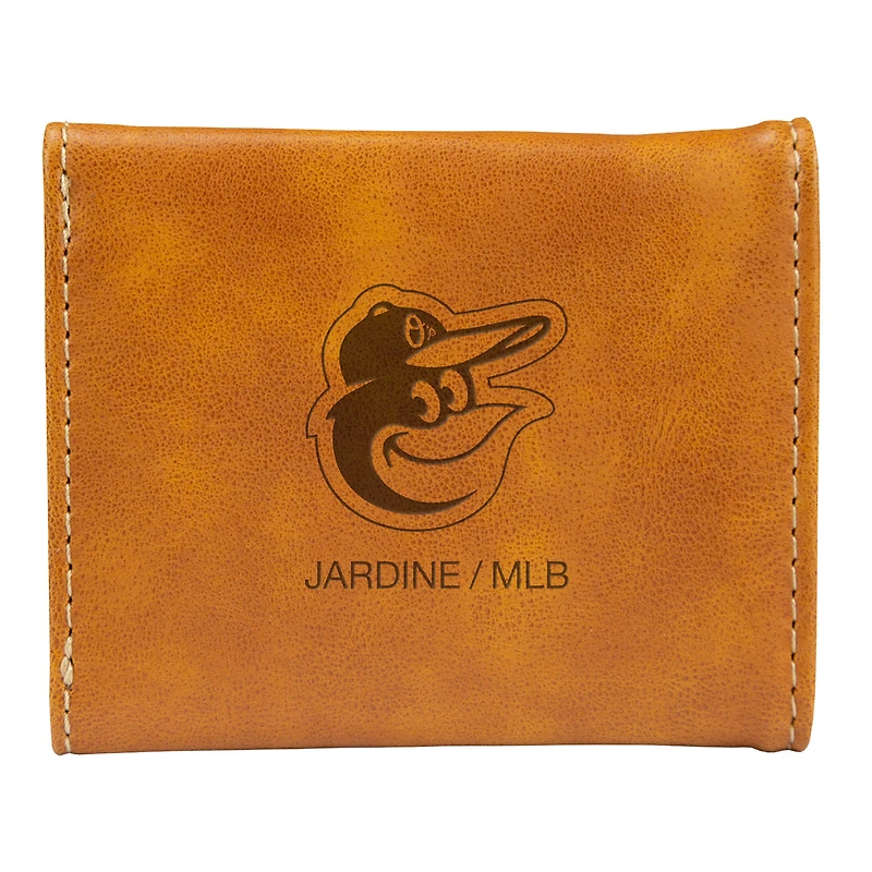 Brown Baltimore Orioles Laser-Engraved Trifold Wallet