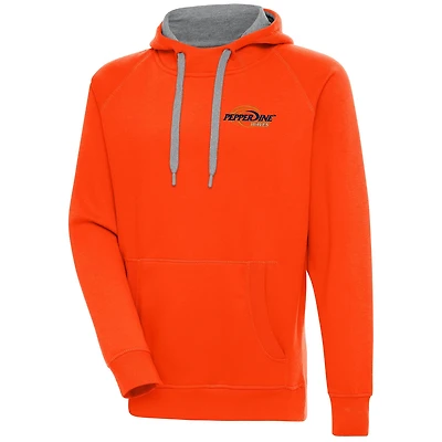 Men's Antigua Orange Pepperdine Waves Victory Pullover Hoodie