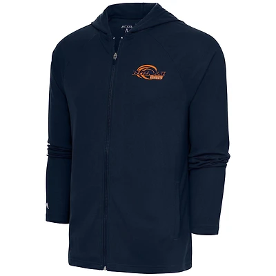 Men's Antigua Navy Pepperdine Waves  Legacy Raglan Full-Zip Hoodie