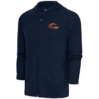 Men's Antigua Navy Pepperdine Waves  Legacy Raglan Full-Zip Hoodie