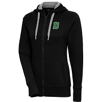 Women's Antigua  Black Dartmouth Big Green Victory Full-Zip Hoodie