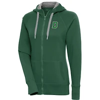 Women's Antigua  Hunter Green Dartmouth Big Green Victory Full-Zip Hoodie