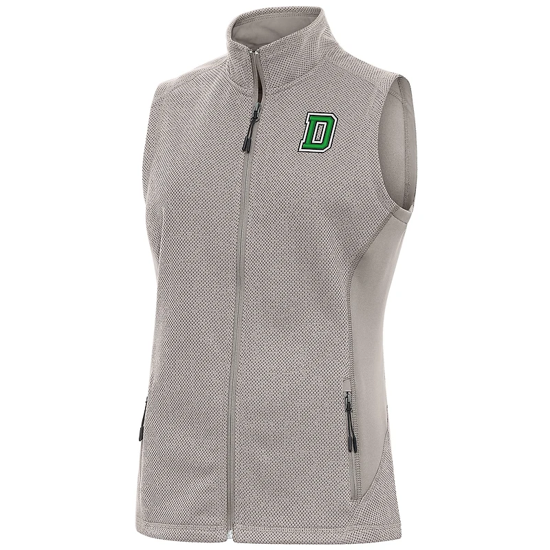 Women's Antigua  Oatmeal Dartmouth Big Green Course Full-Zip Vest