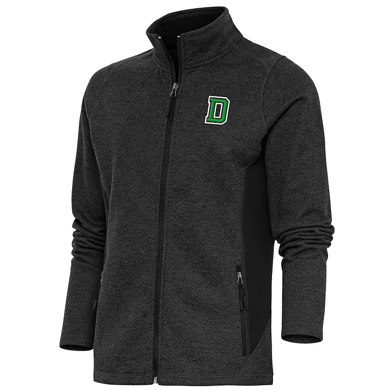 Women's Antigua Heather Black Dartmouth Big Green Course Full-Zip Jacket