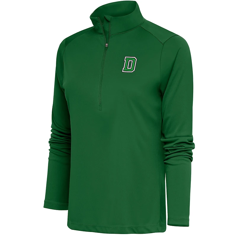 Women's Antigua  Hunter Green Dartmouth Big Green Tribute Half-Zip Pullover Top