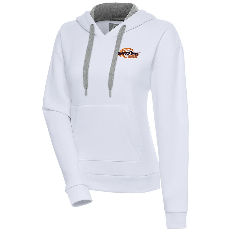 Women's Antigua White Pepperdine Waves Victory Pullover Hoodie