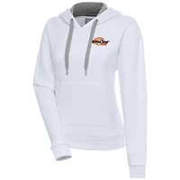 Women's Antigua  White Pepperdine Waves Victory Pullover Hoodie